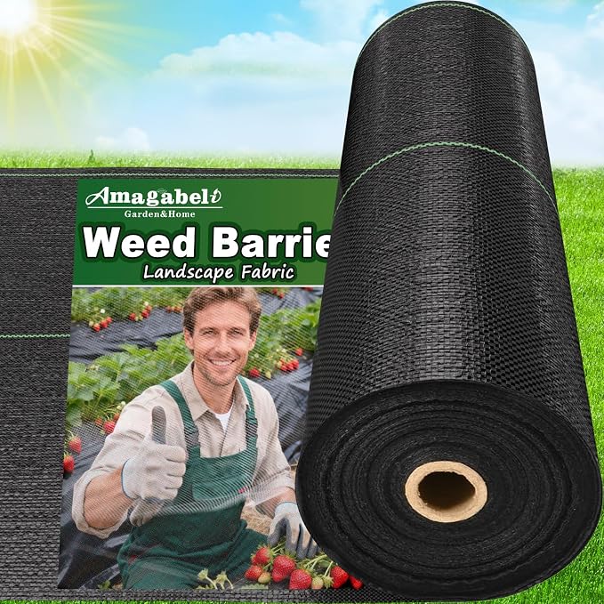 AMAGABELI GARDEN & HOME 4ft x 300ft Weed Barrier Landscape Fabric 3.2oz Garden Cloth Heavy Duty Weed Control Blocker Mat Gardening Ground Cover Non Woven Geotextile Block Fabric Driveway Underlayment