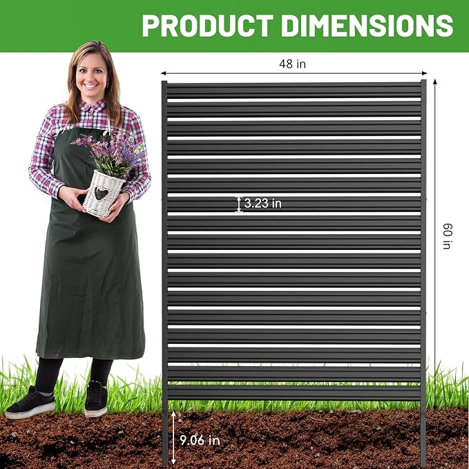 1 Panel No-Dig Metal Privacy Fence Screen, 60" H × 48" W Outdoor Air Conditioner Fence, Rustproof AC Unit Cover to Hide Trash Bins, Pool Equipment Enclosure, Decorative Garden, Patio & Backyard