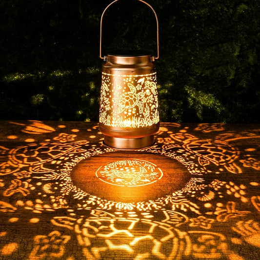 Sea Turtle Solar Lanterns Outdoor Waterproof, Sea Turtle Gifts for Women Men Hanging Solar Lights for Outside, Decorative Light for Garden Patio Porch Yard Decor