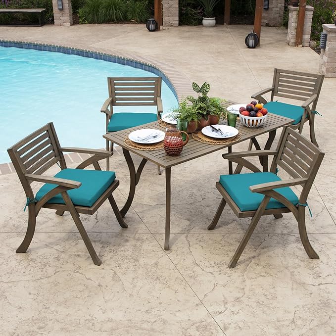 Arden Indoor/Outdoor Seat Or Rocking Chair Cushion, 19 x 18, Water Repellent, Rain Proof, Fade Resistant Cushion for Rocking Or Dining Chairs Lake Blue Leala