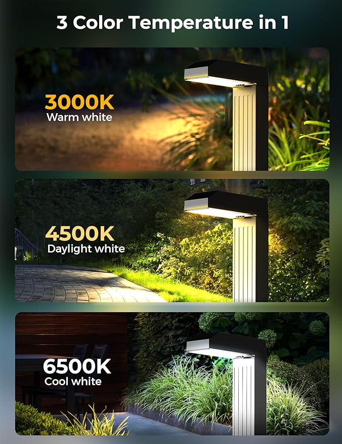 COXSENI Solar Pathway Lights Outdoor 8 Pack, 3 Color in 1 Bright Landscape Lighting with Cool/Warm/Daylight White Modes, Auto On/Off, IP65 Waterproof for Yard Garden Patio Walkway Sidewalk Lawn Decor
