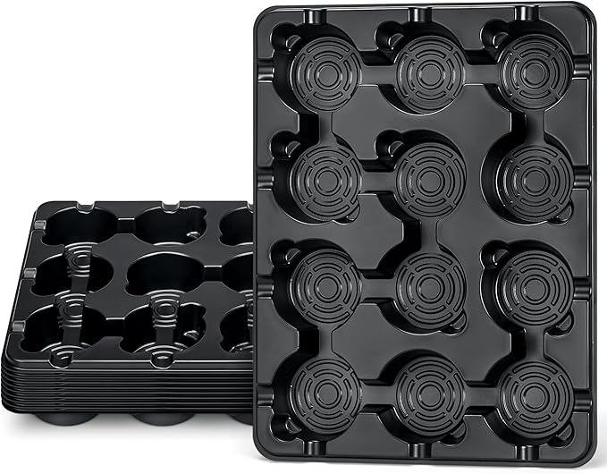 homenote 4 Inch Seed Starting Trays 10 Pack, 12-Cell Seedling Starter Trays for Indoor Outdoor Growing, Plant Starter Germination Trays for Pots Seedlings 4" Opening Compatible Pots