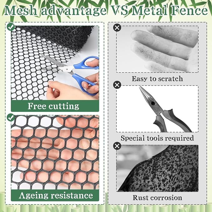 Marsui Animal Barrier Fence 12in x 33ft No Dig Garden Fence Mesh Fencing with Steel Stake Movable Portable Temporary for Poultry Dogs Rabbits Chicken Snake Barrier Garden Backyard Outdoor