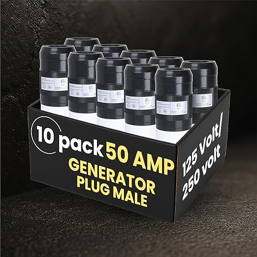 50A Twist Lock RV Plug - 50 Amp RV Extension, Generator Cord, RV Power Cord 50 Amp,125/250V CS6365, Twist Lock Adapter, High Voltage Generator - 12500 Watts 3 Pole 4 Wire | 10 Pack