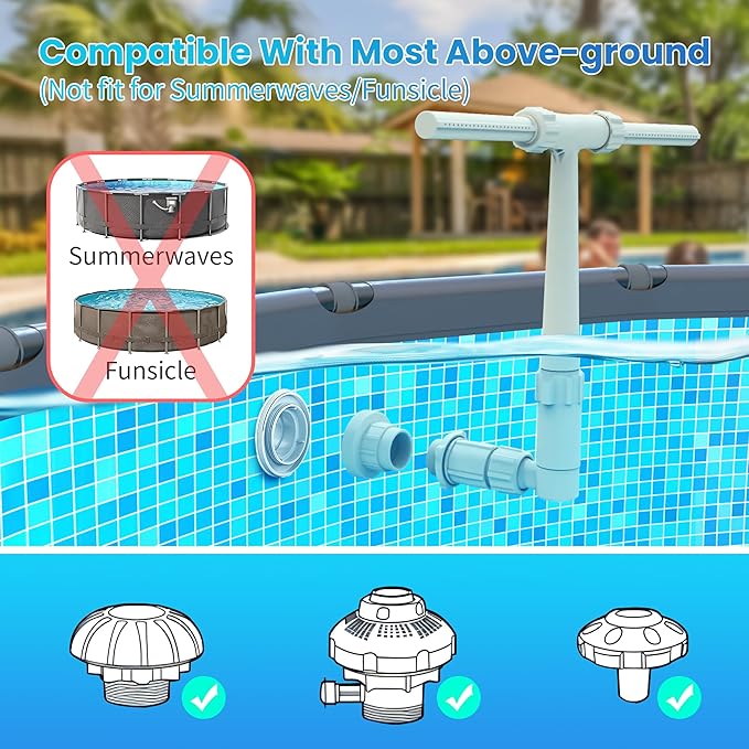 Dual Spray Pool Fountain, 10-20°F Cooler Water for Above/In-Ground Pools, Dual Spray Waterfall Sprinkler Fountain, Adjustable Waterfall Cooling and Relaxation