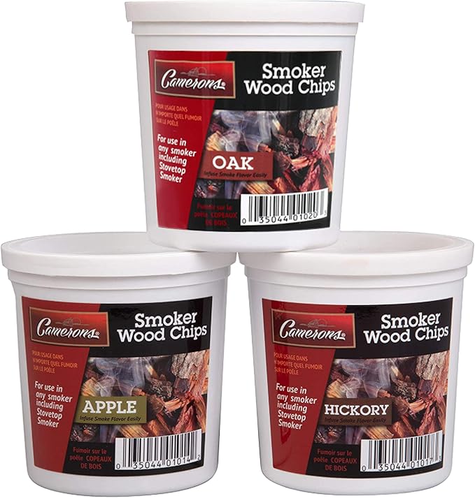 Camerons Original Stovetop Smoker - Smoker Box Gift Set w/Oak, Apple, Hickory Wood Chips & Recipes- Indoor Outdoor Use on Any Heat for Smoking Meats, Veggies & Seafood - Grilling Gift for Father's Day