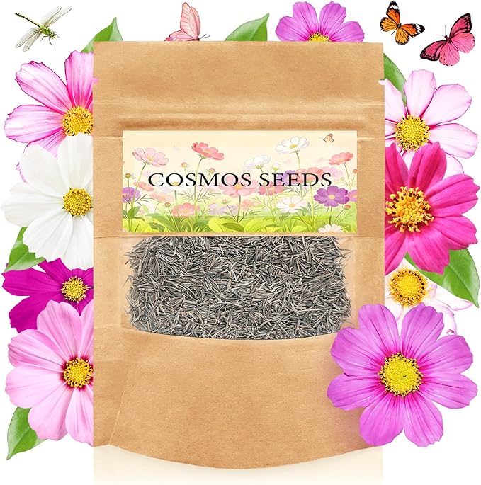 LUOJIBIE Cosmos Seeds, 10,000+ Cosmos Flower Seeds for 2026, Wildflower Seeds for Planting Outdoor Garden, Crazy Blend Mix Color, No Filler, 3 Oz Packet, Easy to Grow