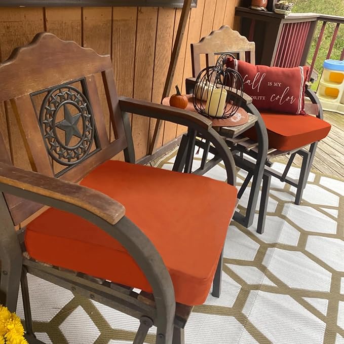 Sqodok Patio Cushion Covers, Waterproof Outdoor Cushion Covers Replacement, Patio Cushion Seat Slicovers for Sectional Sofa, Chair, Outdoor Wicker Patio Sofa (Spice, 18"x18"x2"-2 Pack-Cover ONLY)