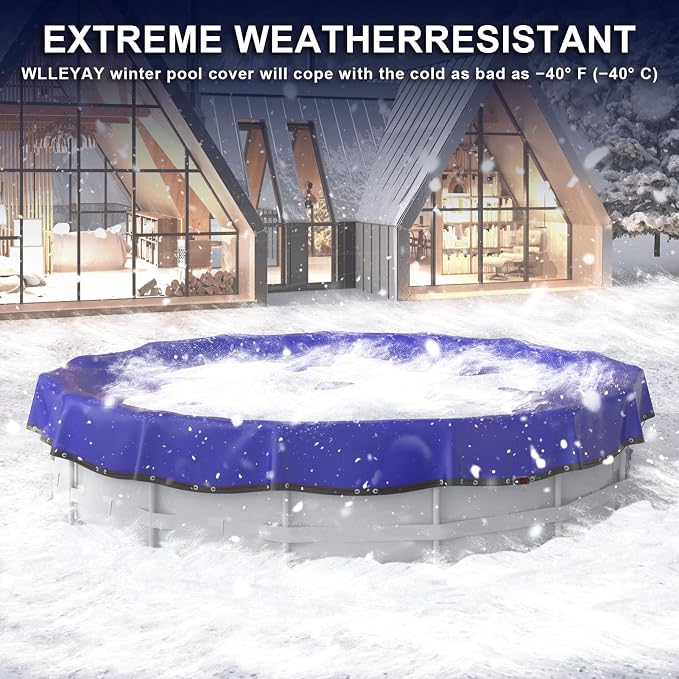 【New Upgrade】 Winter Pool Cover 15 ft Round for Above Ground Pools, Extra Thick Durable Above Ground Swimming Pool Protection Cover, Encryption Grommets,Cold and UV Resistant with Premium Winch,Cable