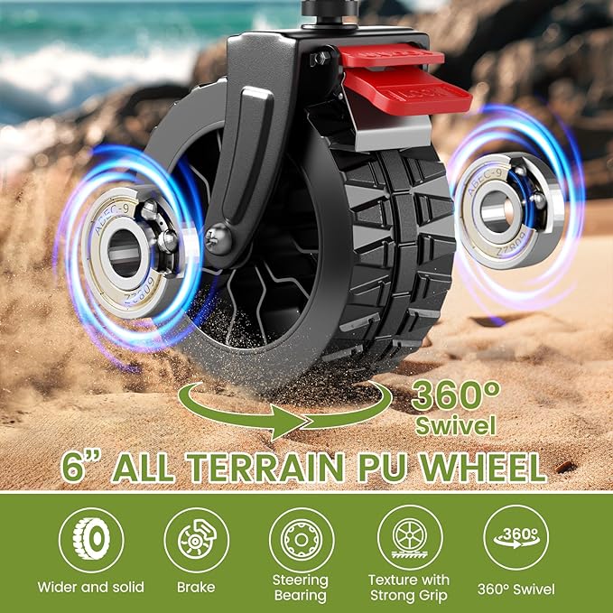 Blomoba Collapsible Wagon Cart, 150L Heavy Duty Foldable Beach Wagon with Wider Wheels & Auto-Rebound Handle, Utility Grocery Shopping Cart for Garden, Shopping, Camping, Sports, Gray