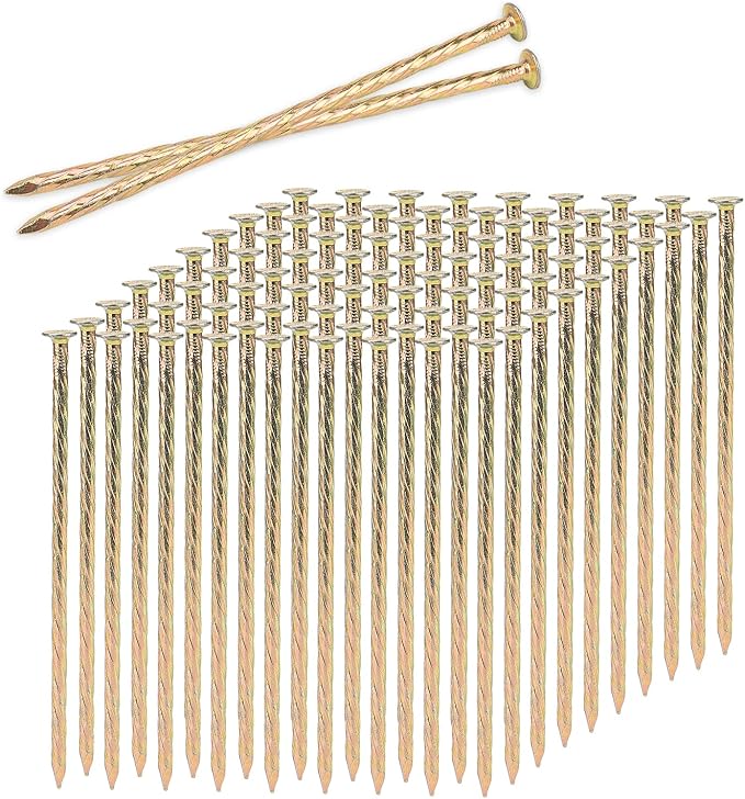 SOUJAP 200 Pack 6 Inch Metal Galvanized Landscape Spikes, Spiral Landscape Edging Spikes for Weed Barrier, Timber