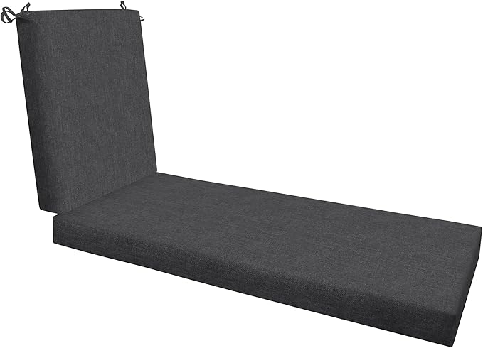 Honeycomb Outdoor Chaise Lounge Cushion for Patio Furniture, Water & Fade Resistant, Removable Cover, 21.5 x 70, Heritage Textured Solid Charcoal Grey