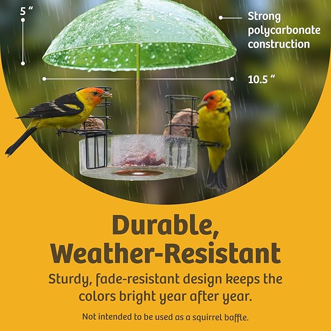 Birds Choice Red Bird Feeder Dome | 10.5" Rain Guard Cover for Hanging Bird Feeders | Outdoor Weather Guard to Help Keep Seed Dry