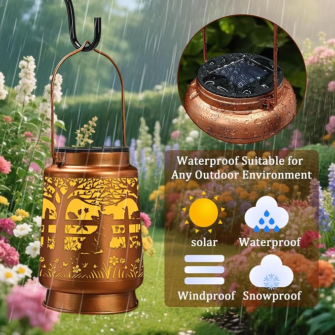 Corgi Solar Lanterns Outdoor Waterproof, Gifts for Corgi Lovers Women Men Hanging Solar Lights for Outside, Decorative Lights for Garden Patio Porch Yard Decor