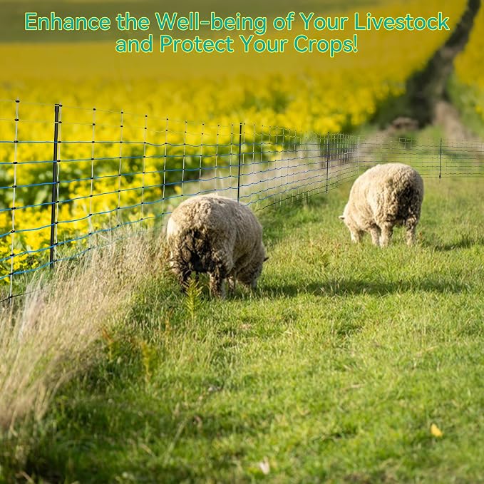 PPOLB Highly Visible Blue Electric Fence Netting, 42.5" H x 164' L, Portable Livestock Nets Mesh for Goats, Sheep, Hogs, Dog, Electric Fencing for Backyards, Homesteaders, Farms Ranches, and Gardens