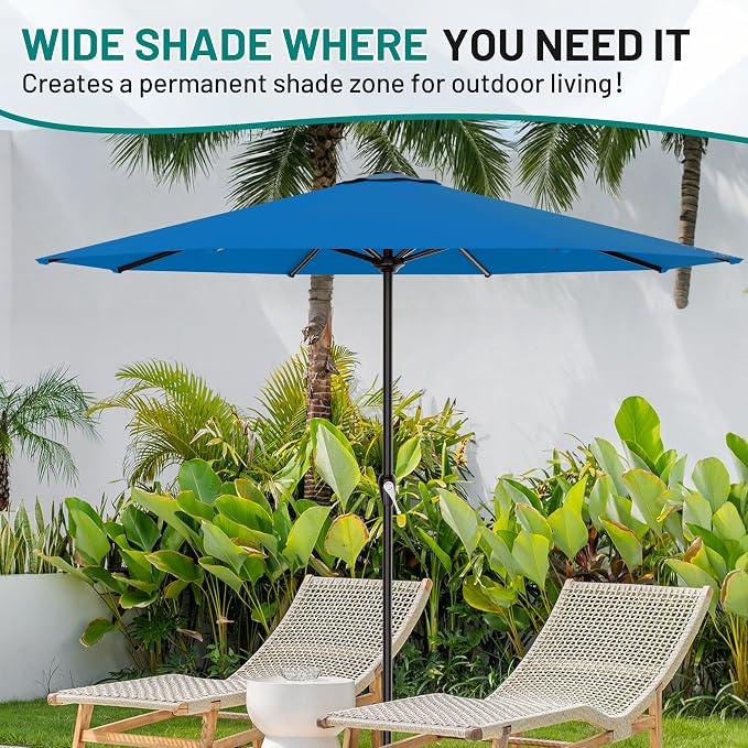 AreShark 12 FT Patio Umbrella for Outdoor, Outdoor Table Umbrella with Push Button Tilt and Crank, Outdoor Patio Umbrellas with 8 Sturdy Ribs, Patio Umbrellas for Market, Garden, Pool (Royal Blue)