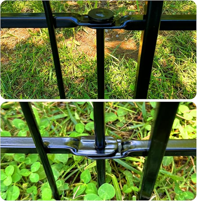 Thealyn Garden Fence 24" H x 24" W (5 Panels, Total 10 ft), Metal Fence Decorative Border Fence, Rustproof Landscape Fencing for Dog, Flower Bed, Yard, Patio, Animal Barrier