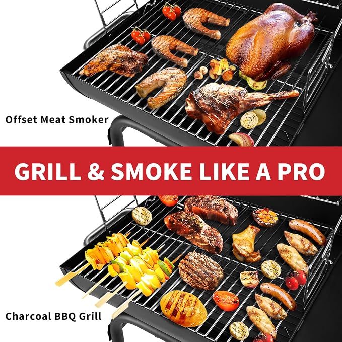 Kendane Barrel Charcoal Grill, Large Charcoal Grills with Side Shelf, Outdoor BBQ Grill,Perfect for Backyard Camping, Patio Parties and Picnics