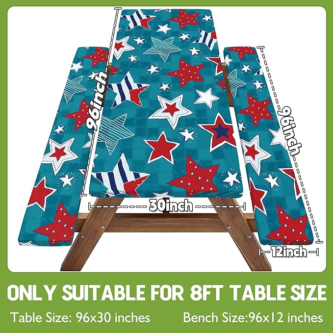 Picnic Table Cover with Bench Covers Camping Essentials Waterproof Windproof Fitted Tables and Seats Set Patio Outdoor Must Haves Stuff Tablecloth Kit Rv Owner Camper Overlanding Activities Gadgets