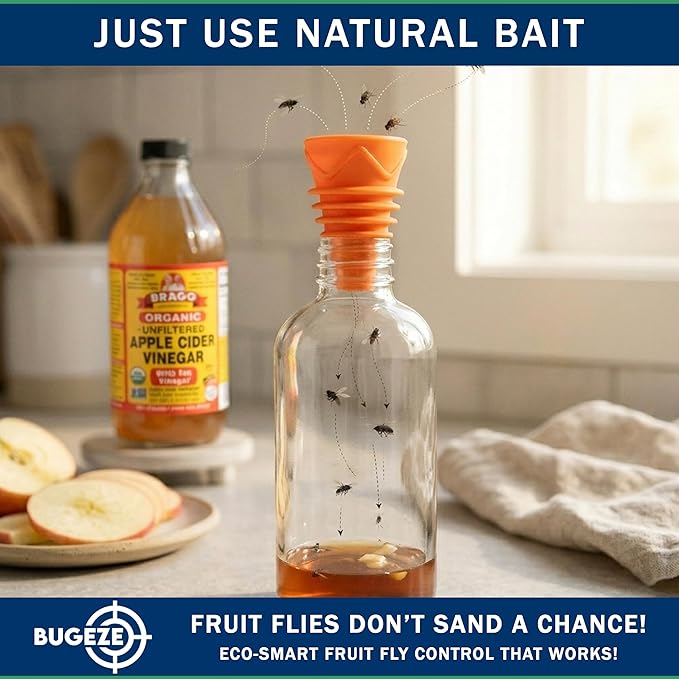 BUGEZE-USA Bottle Top Fly Trap [10 Pack - Yellow]