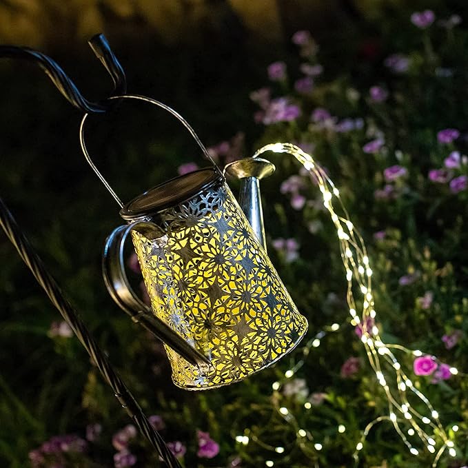 VOOKRY Solar Watering Can Lights, Large Retro Metal Hanging Solar Lights Outdoor Waterproof, Gifts for Women Mom Grandma Mother's Day, Outside Yard Garden Porch Lawn Patio Decoration, Warm White