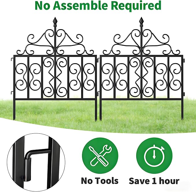 AMAGABELI GARDEN & HOME 5 Panels 32in(H)×10ft(L) 0.4 Inch Wire Diameter Decorative Garden Fences and Borders for Dogs No Dig Metal Garden Edging Border Animal Barrier Fencing for Flower Bed Yard Patio