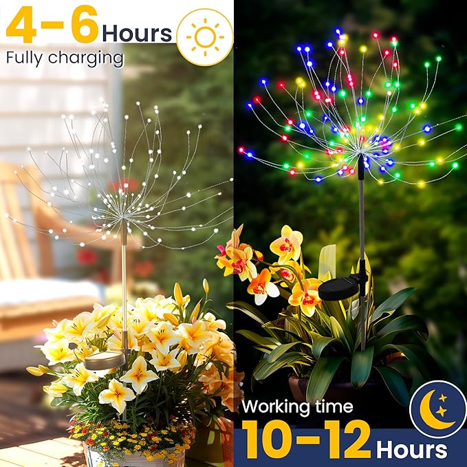 GIGALUMI Garden Outdoor Decor Lights 120LED 2Pack, Solar Garden Lights for Yard Outside Fairy Decorative,Solar Powered for Yard Pathway Flowerbed Planter Balcony Patio Decor（Multicolor）