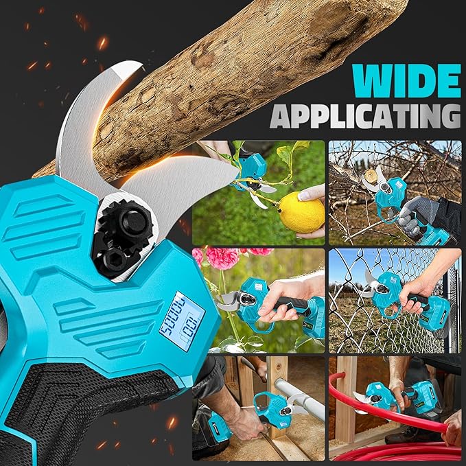 Cerycose Electric Pruning Shears Compatible with Makita 18v Battery, 0.8-2 Inch Max Cutting Diameter Electric Pruner with LCD Display & Imported SK7 Steel Blades for Gardening Tree Pruning(No Battery)