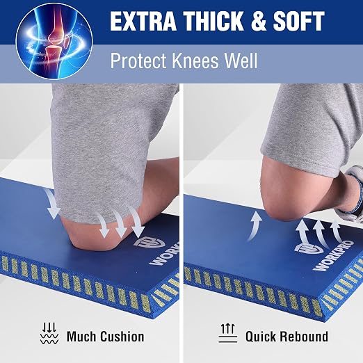 WORKPRO Extra Thick Kneeling Pad, Soft NBR Foam Knee Cushioning, Extra Large Foam Kneeler Mat for Auto-Repair, Gardening, Workout Supplies, 28 x 16 x 1.2in, Blue