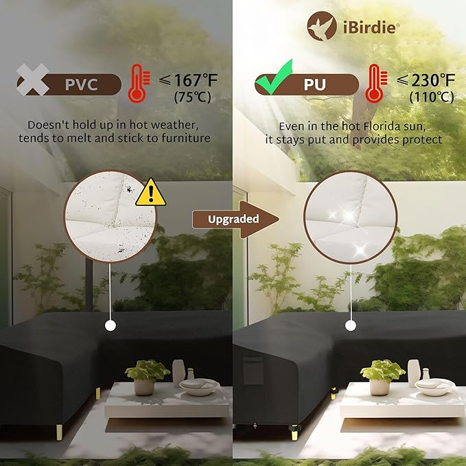 iBirdie Outdoor Sectional Cover fit 80 x 80 inch, 79 x 79, 78 x 78, 77 x 76 L-Shaped Patio Sofa Waterproof Weatherproof 600D Heavy Duty Garden Furniture Cover for Outside L Shape Couch