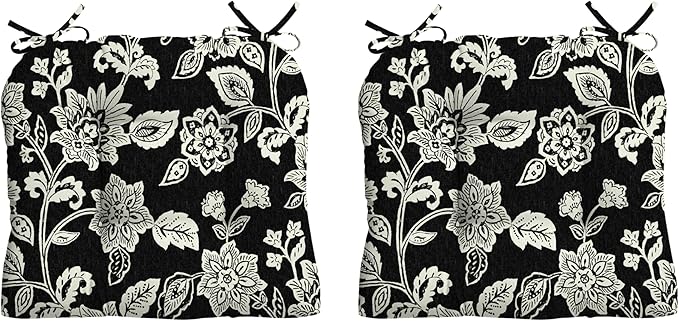 Arden Indoor/Outdoor Rocking Chair Or Wicker Chair Cushion, 2-Pack, 20 x 18, Water Repellent, Rain Proof, Fade Resistant Cushion for Rocking Or Rounded Back Chair Ashland Black Jacobean