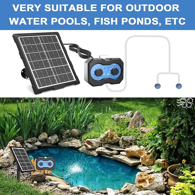 Lewisia 3W Solar Pond Aerator with Timer Control Air Pump Battery Aeration Kit Fish Tank Bubble Oxygenator