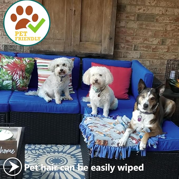 FLYMEI Patio Cushion Covers 20x20x2 Waterproof Outdoor Cushion Cover Replacement 2Packs Outdoor Seat Cushion Slipcover for Rattan Chair Sofa, Navy Blue