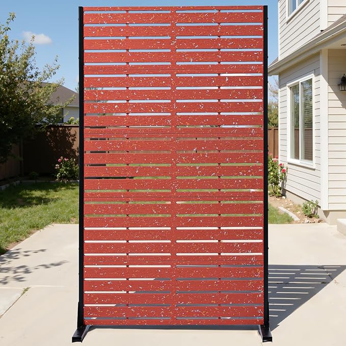 Privacy Screen Outdoor 60" Hx35 W Freestanding Privacy Panel with Stand, HDPE Decorative Privacy Fence with Louver Pattern 5 Panels, Patio Divider Screen, Privacy Screens for Outside,Balcony