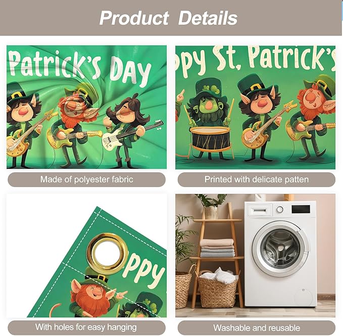 7 * 16FT Summer Garage Door Cover Decorations Sunset Palm Trees Garage Door Banner for Outdoor Indoor Summer Party Photography Backdrop (Happy St. Patrick's Day, 6 * 13 ft)