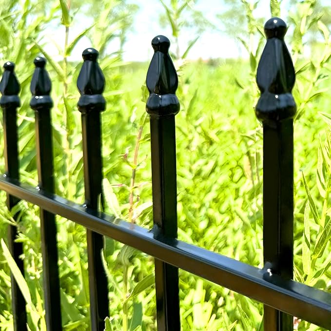 Thealyn Metal Decorative Garden Fence 24" Wide x 24" High (5 Panels, Total Length 10 feet), Metal Border Folding Fence, Landscape Fencing Dog Fence Pet Fence for Flower Bed, Yard, Animal Barrier