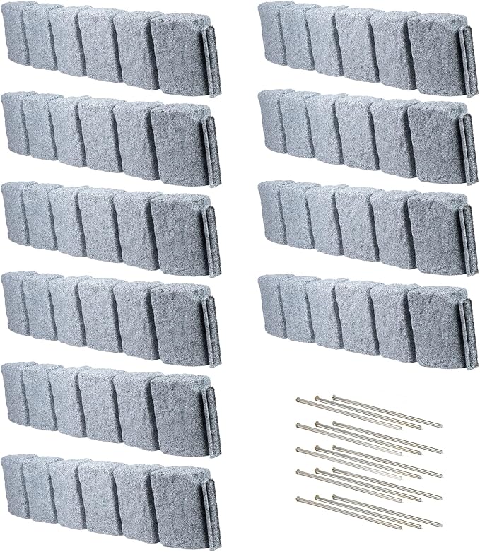 Beuta Landscape Edging | Garden Edging Border | Faux Stone Block XL for Lawn Edging, Flower Beds & Yard Edging – 10 Pack | Each Section Has 6 Blocks 48" L x 4" W x 9.5" H | 30 Spikes | Greystone
