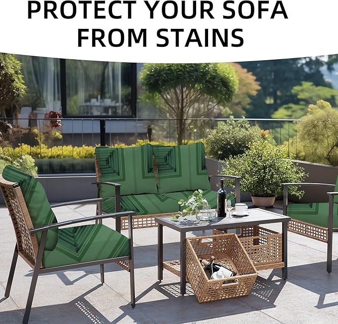 Outdoor Cushion Covers Set,8PCS Patio Furniture Couch Seat Slipcovers, Replacement for Sofa Sectional Chair(Cover，Only)