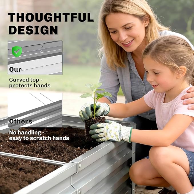 Outsunny Galvanized Raised Garden Bed, 4' x 2' x 1' Metal Planter Box, for Growing Vegetables, Flowers, Herbs, Succulents, Silver