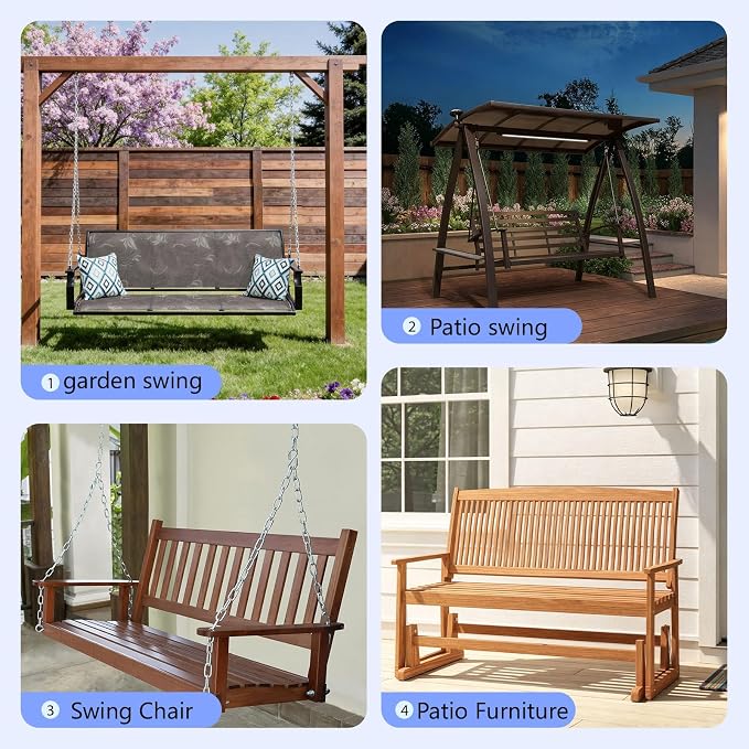 5" Thick Waterproof Porch Swing Cushion 40 x 40 in 3 Seater Replacement Outdoor Swing Cushions with Back Support Patio Swing Cushion for Outdoor Bench Furniture