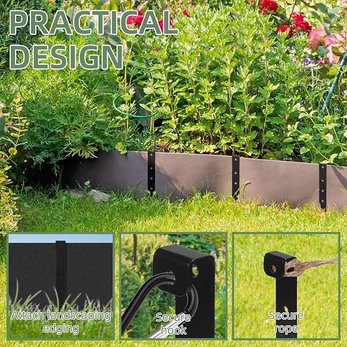 Metal Landscape Edging Stakes, 10 Inch Garden Stakes Carbon Steel Landscape Anchoring Stake for Grass Barriers, Landscape Edging Coil, Terrace Board, Garden Liner, 60 Pcs