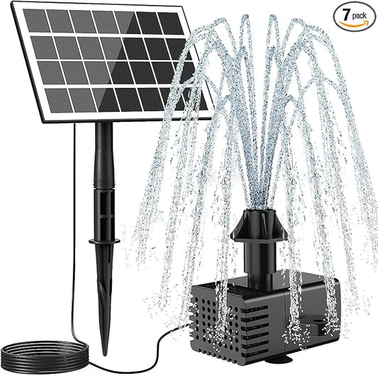 Jutai Solar Fountain Kit Glass-No Battery, DIY 3.5W Solar Fountain Pump Works in Shadow, Solar Water Pump for Bird Bath, Water Feature,Garden, Outdoor-8 Nozzles,9.8ft Power Cord