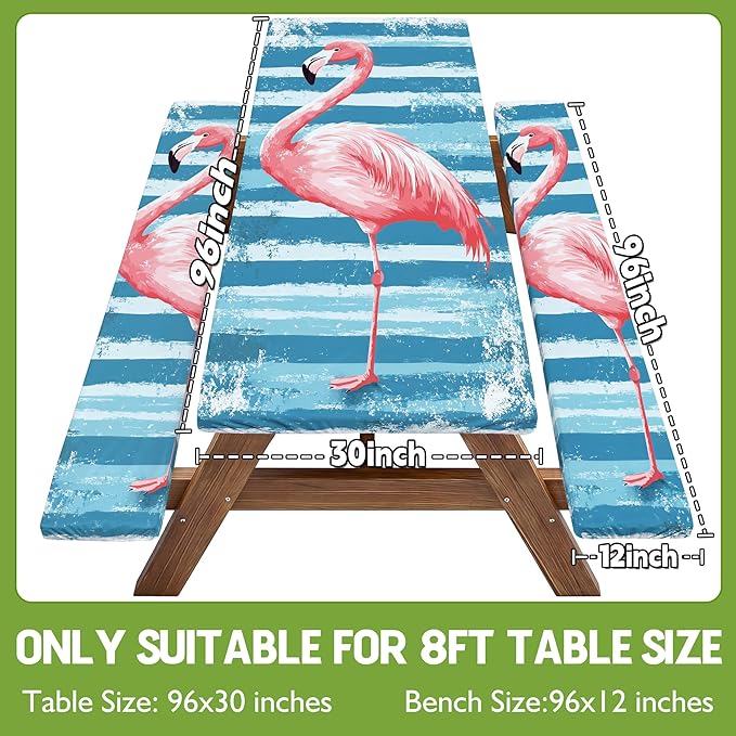 Picnic Table Cover with Bench Covers Elastic Table Cloth Cool Fun Unique Ideas Birthday Party Christmas Xmas Mother Valentine's Day Camping Gifts for Camper RV Owner Camping Lovers Women Mom Adult