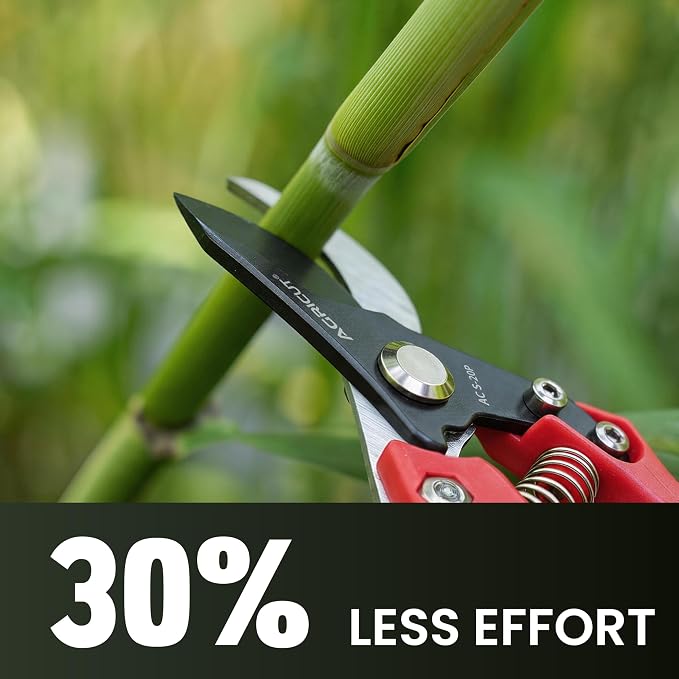 AGRICUT 7" Pruning Shears Heavy Duty Professional with Sheath, Made of Japanese SK5 Steel Blades, 4/5 Cut Capacity, Bypass Hand Pruners Garden Clippers for Tree Flower Branch Trimming, S20PC