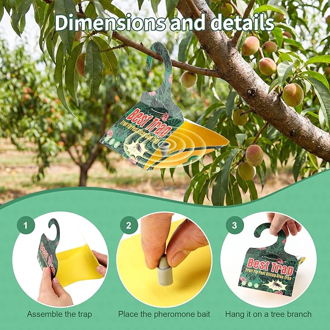 18 Pack Codling Moth Traps for Apple Trees with Pheromone Lures – Triangular Hanging Sticky for Apple Trees, Includes 18 Traps & 18 Lures, for Orchard & Garden Use