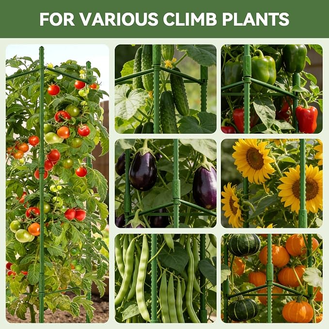 Halatool 8 Pack Tomato Cages for Garden, Up to 48in (4FT) Adjustable Tomato Cage, Garden Stakes Tomatoe Trellis for Pots, Tomatoes Plant Support for Raised Garden Bed & Climbing Vegetables Flowers
