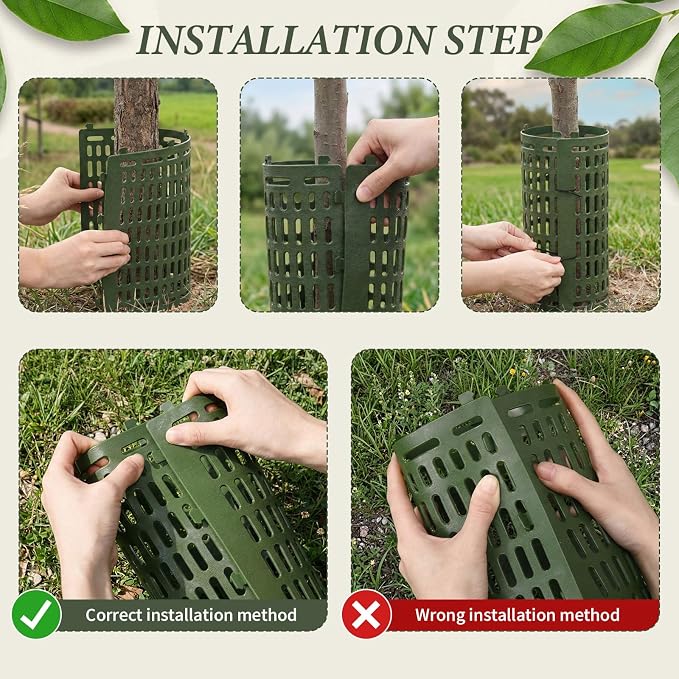 Boao 15 Pieces Plastic Tree Trunk Protector Trees Guard Bark Plant Protectors Locking Tree Guard with 100 Pieces Zip Ties for Protecting Trees from Trimmers and Small Animals(Green)
