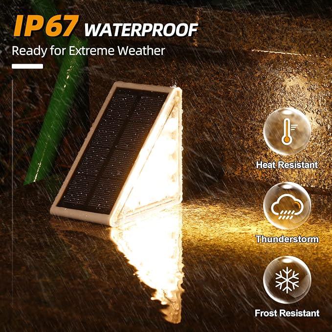 NIORSUN Solar Step Lights,16 Pack Warm White Solar Stair Lights Outdoor Waterproof IP67 Auto On Off,Solar Lights for Steps,Stair,Patio,Yard,Porch,Front Door,Sidewalk,Deck Decor