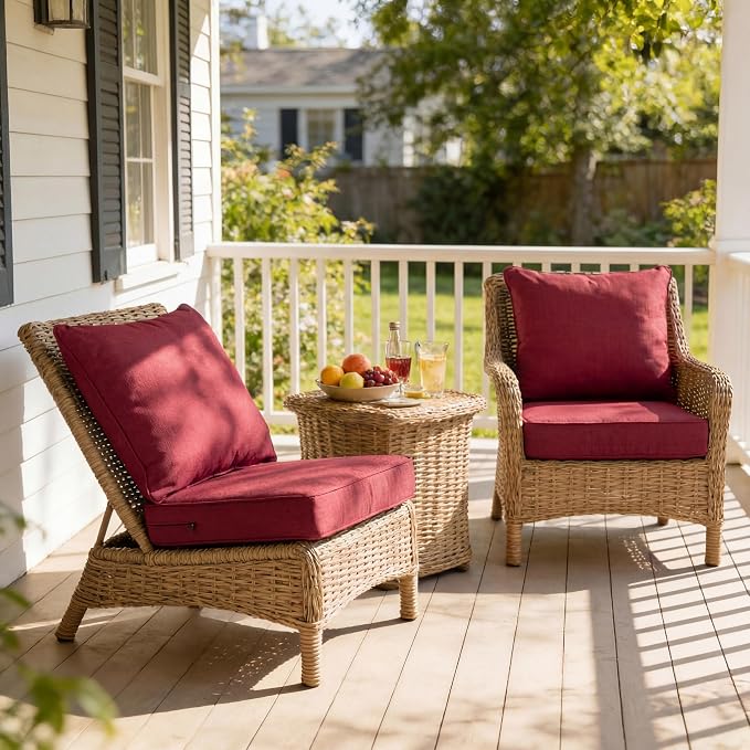 Art Leon Waterproof Outdoor Seat Cushion 24"x 24" 30D High Density Foam Patio Chair Cushions with Non-Slip Backing Patio Cushions for Patio Furniture Porch Swing Garden Bench Camping Stadium Red