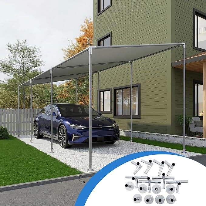 Frienda 8-Leg Lean-to Canopy Fittings for under 1-3/8" EMT, 16 Pcs Lean to Carport Frame Connectors Kit DIY Project for Slant Roof Carport, Shed, Gazebo, Greenhouse, Shelter Deck, Pipes Not Included
